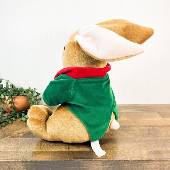 18” Vintage Christmas Velveteen Rabbit Plush Green Coat Commonwealth 1995 - Picture 6 of 8